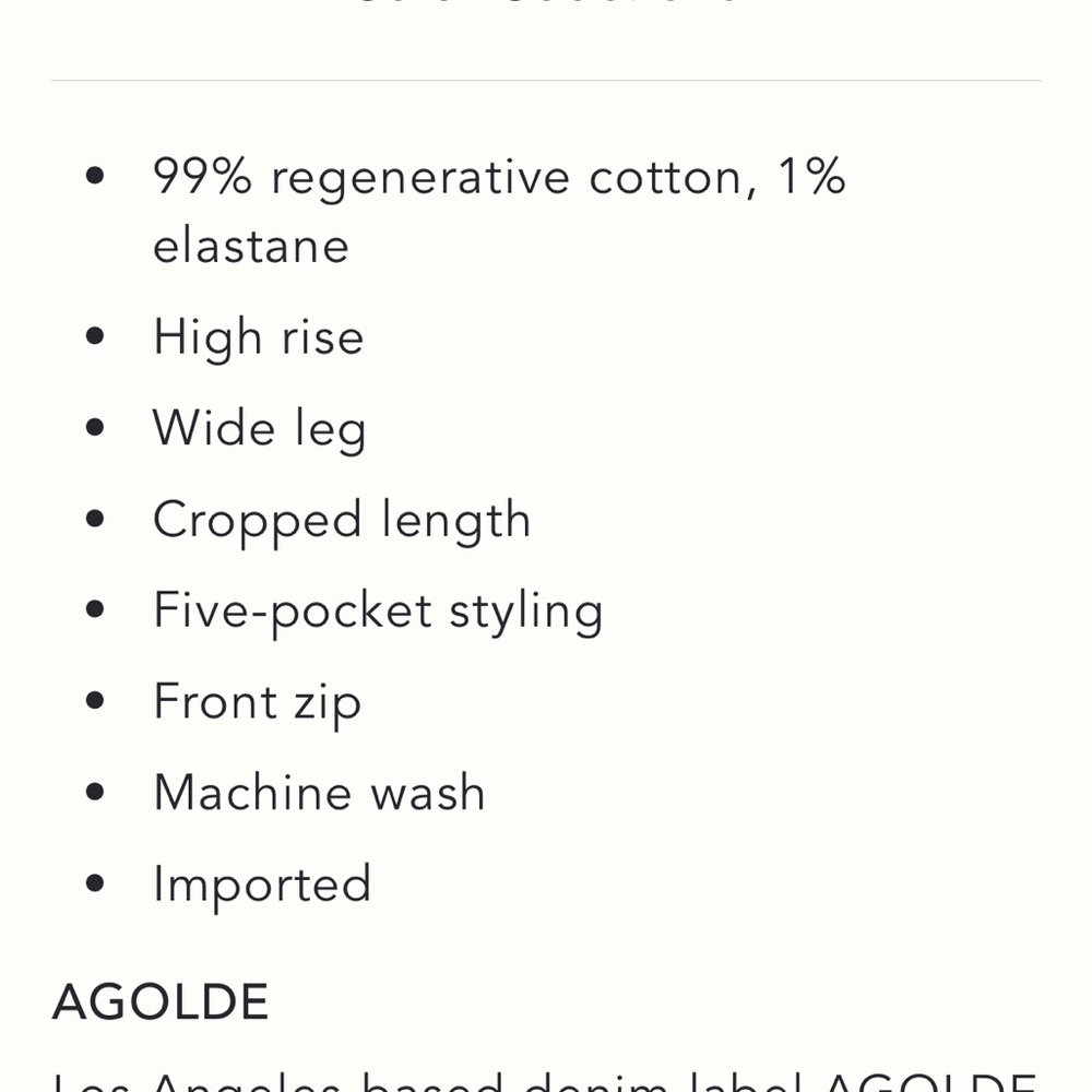 AGOLDE Ren High-Rise Crop Wide-Leg Jeans NWT Forum - Picture 6 of 16